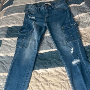 Wax Jean Women's Distressed Blue Skinny Jeans